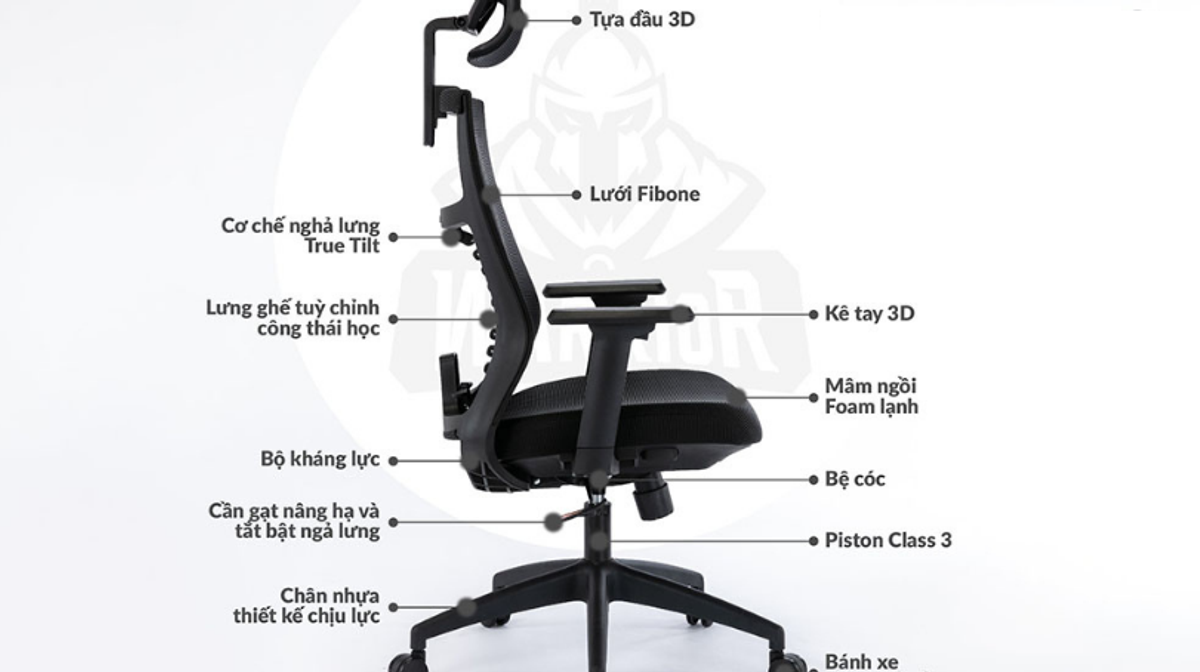 Ghế công thái học WARRIOR Hero series WEC502 (Black): Chất lượng tốt