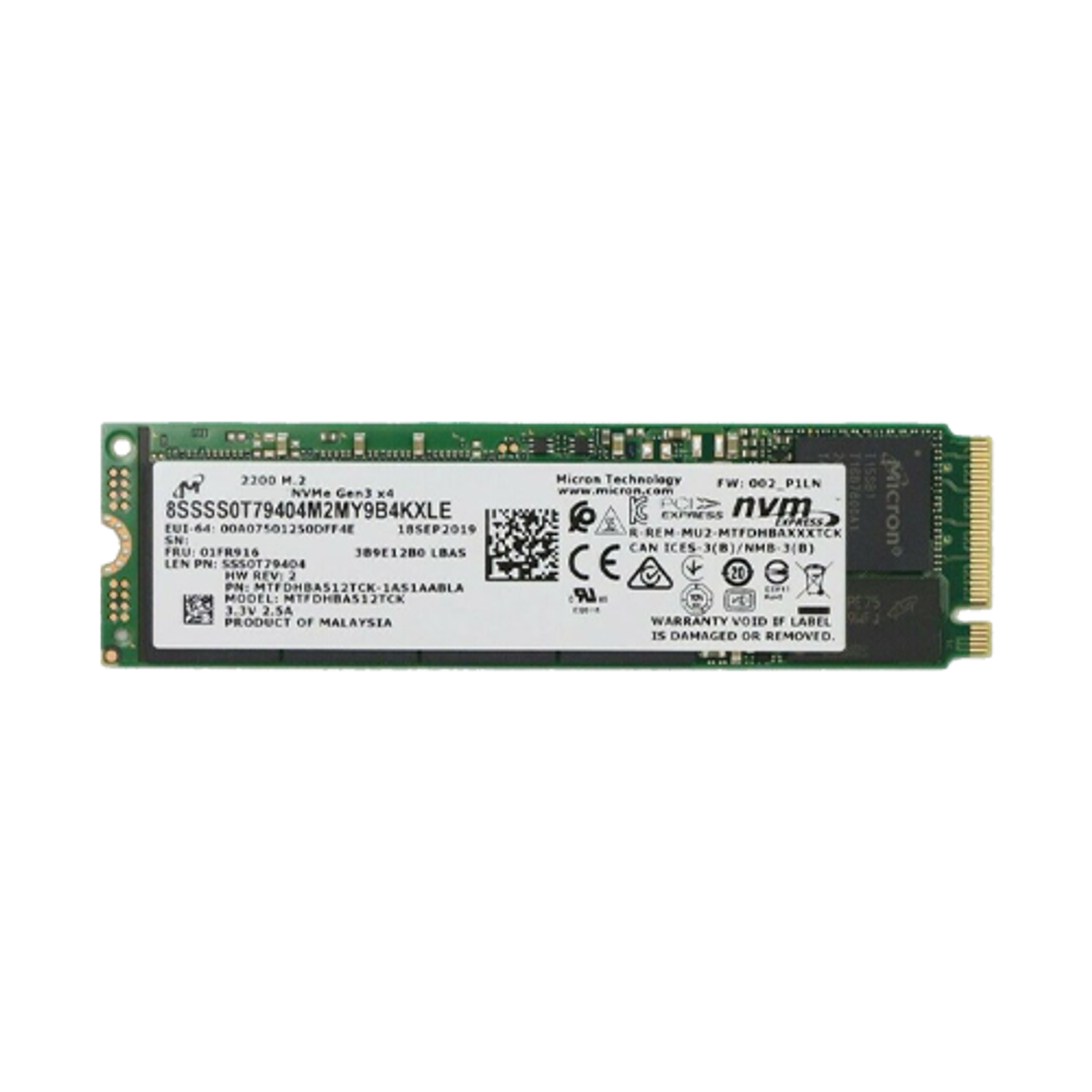 SSD Micron 2300 1TB PCIe Gen 3 x 4 NVME M2 2280
