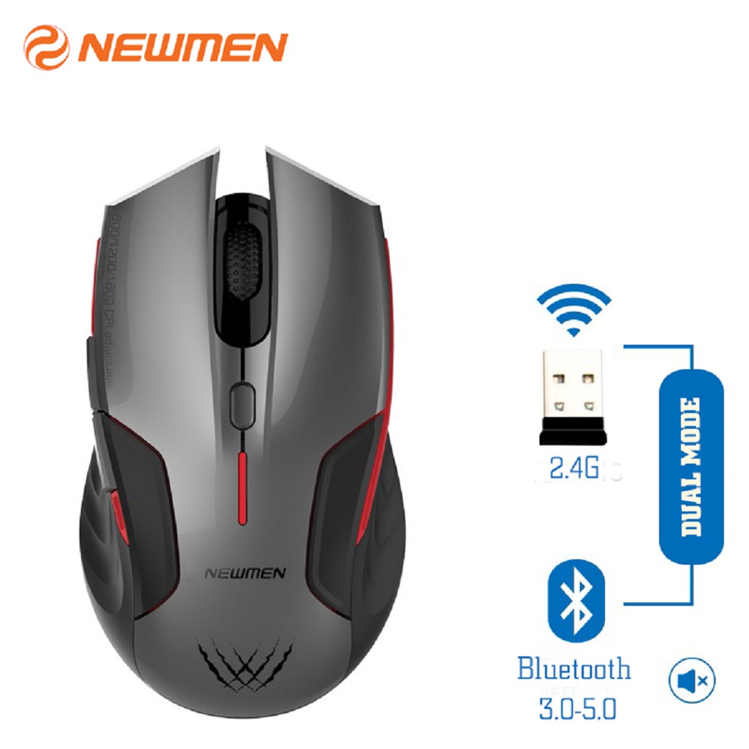 Chuột Gaming không dây D500 Dual Mode Bluetooth 5.0 & Wireless 2.4Ghz