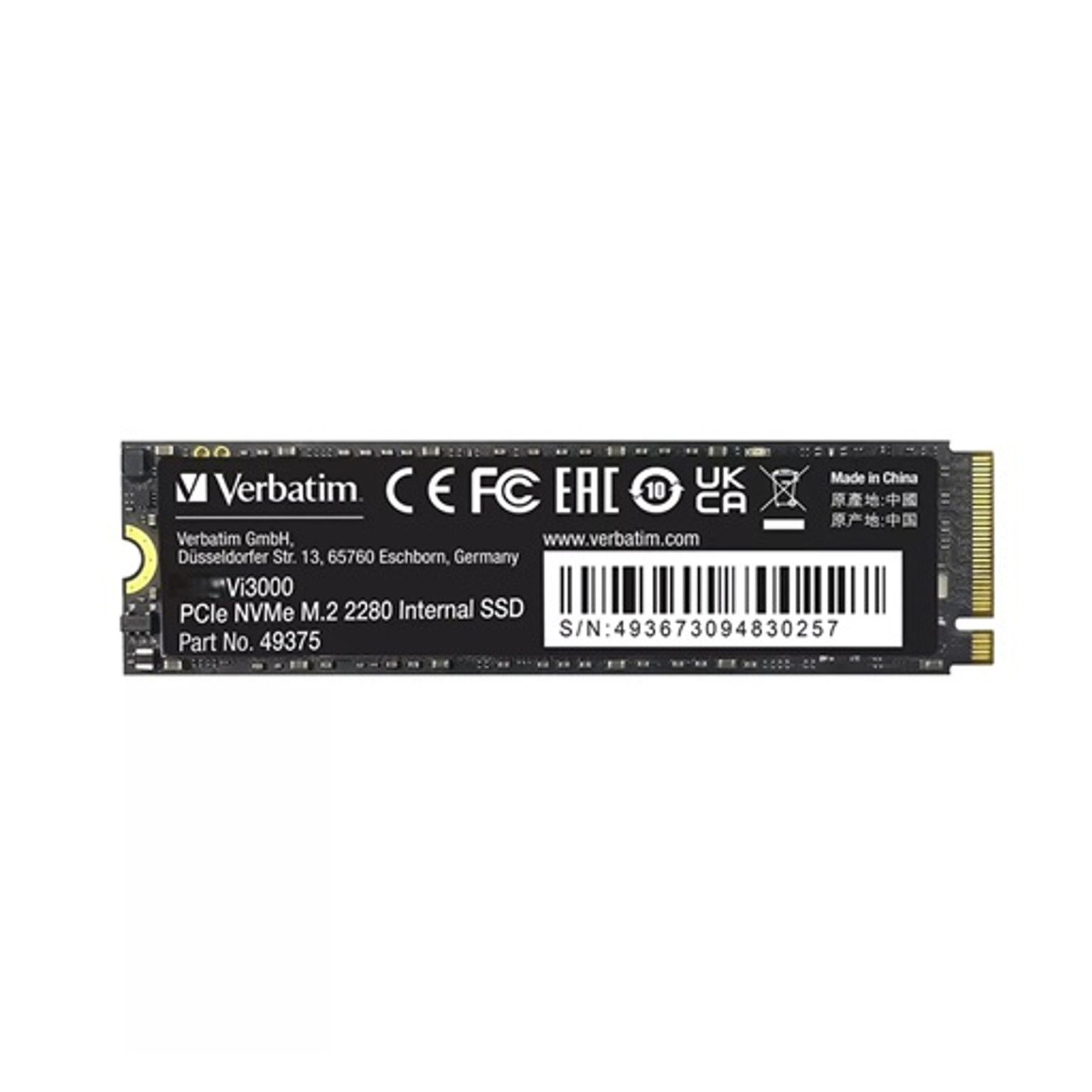 SSD Verbatim Vi3000 256GB PCIe Gen 3 x4 NVME M2 2280