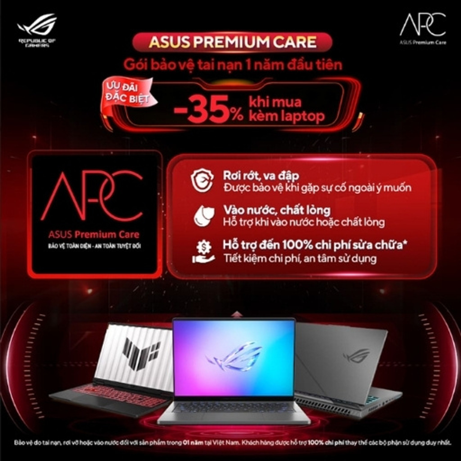 Gói dịch vụ bảo hành rơi vỡ Laptop Asus Gaming ADP-12M 12 tháng (Gaming ROG/ TUF Gaming)