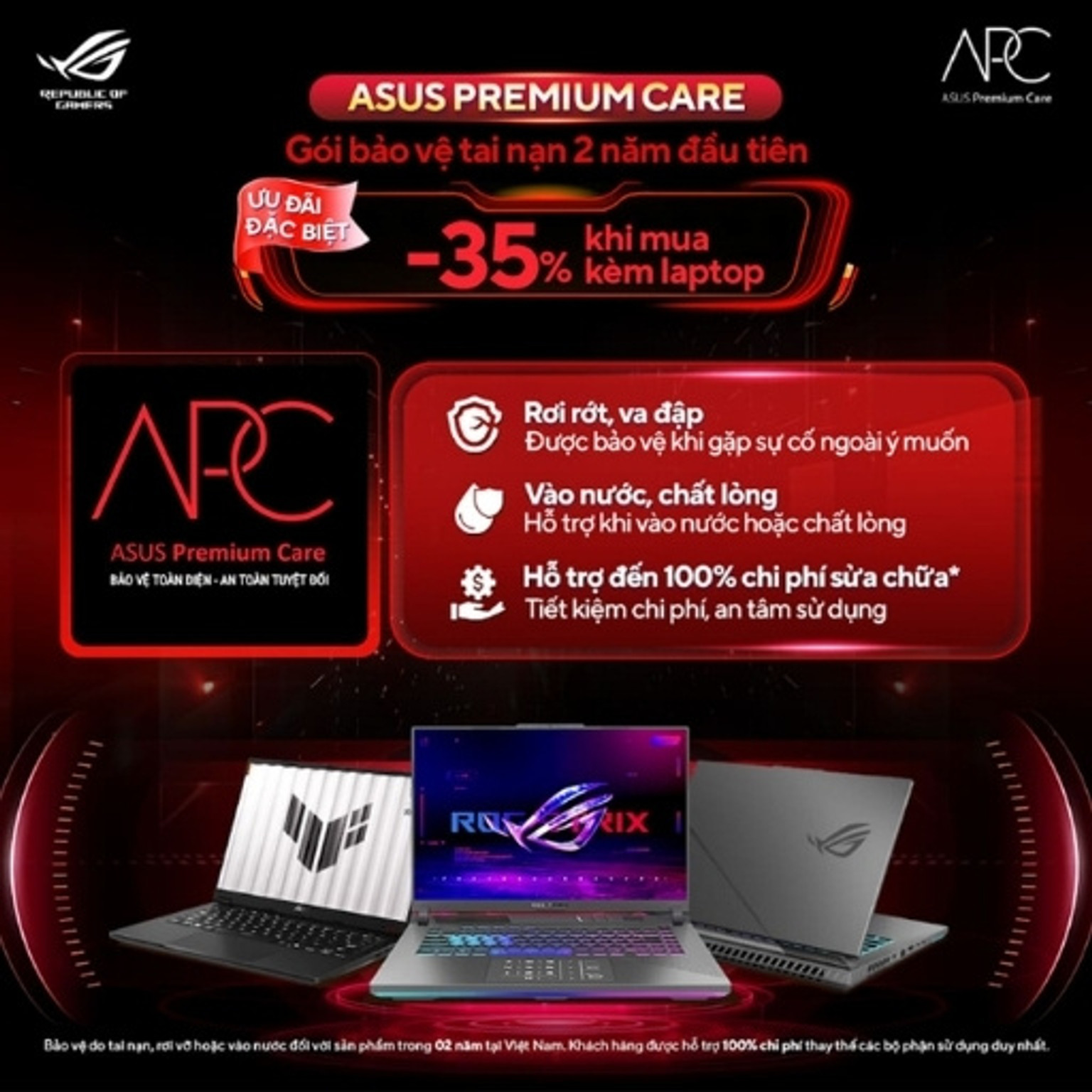Gói dịch vụ bảo hành rơi vỡ Laptop Asus Gaming ADP-24M 24 tháng (Gaming ROG/ TUF Gaming)