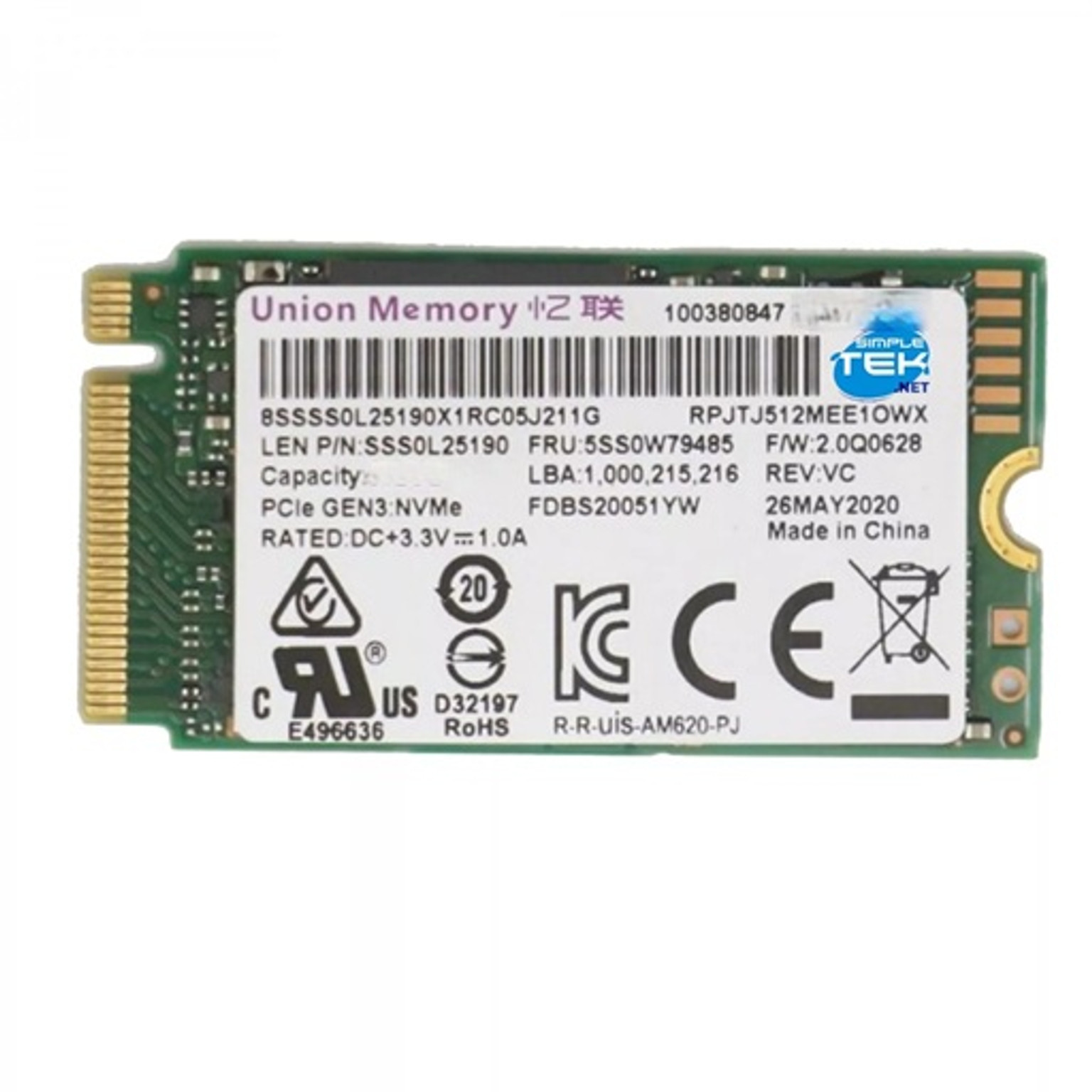 SSD Union 512GB NVME M2 2242 | ThinkPro | 09/2026 - Thinkpro.vn