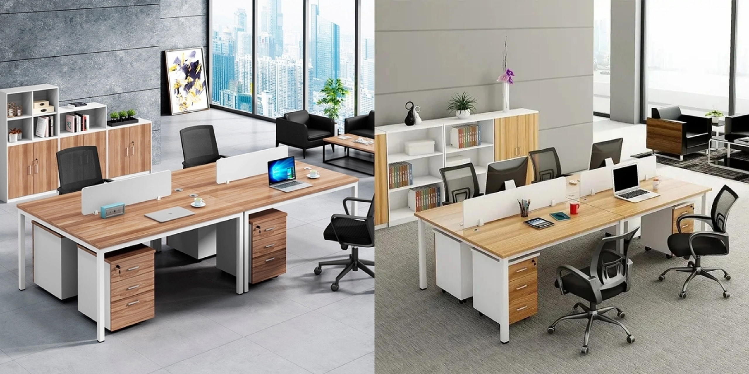 Cách bố trí bàn làm việc 4 người gọn gàng và hiệu quả