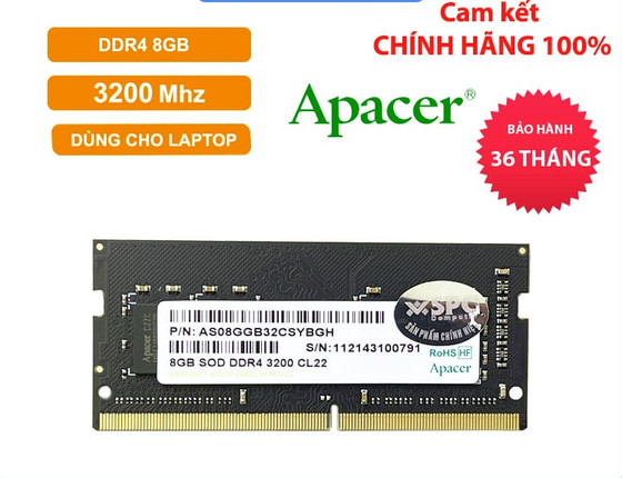 Ram laptop Apacer SO-DIMM DDR4 3200Mhz - Chính hãng