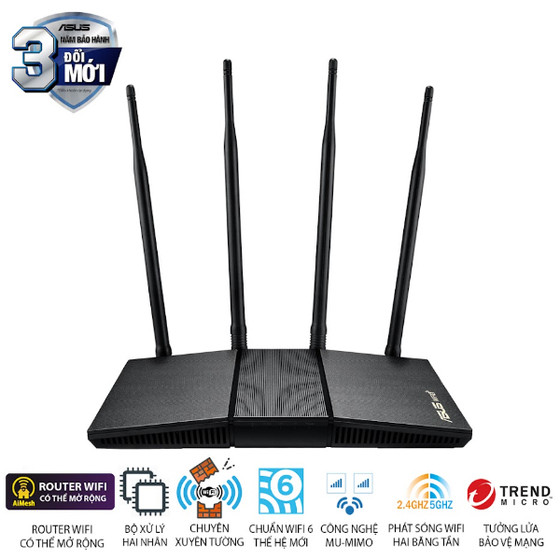Bộ phát wifi 6 Asus RT-AX1800HP MU-MIMO