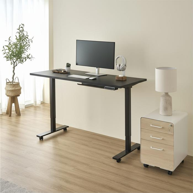 Bàn nâng hạ Pure Edge — Mặt bàn 1400 x 700 x 25 mm - Gỗ MFC phủ Lacquered Laminate, màu đen - Khung đen