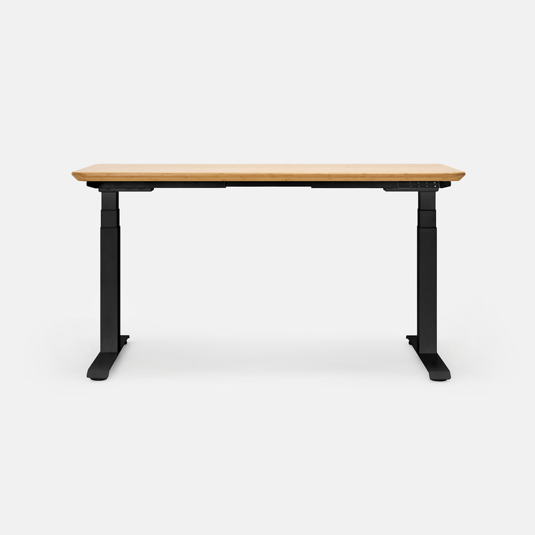 Bộ bàn nâng hạ Bamboo Leco — Mặt bàn  1200 x 600 x 32 mm - Tre tự nhiên - Khung đen