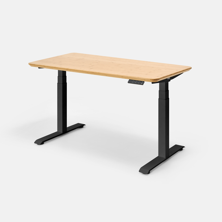 Bộ bàn nâng hạ Bamboo Leco — Mặt bàn  1200 x 600 x 32 mm - Tre tự nhiên - Khung đen