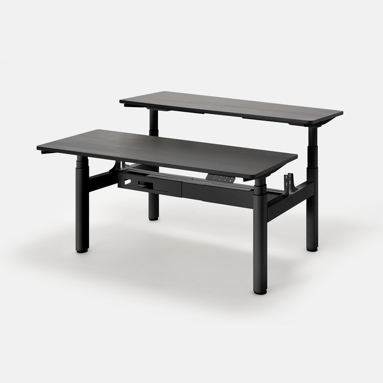 Bộ bàn nâng hạ Easy Twinx — Mặt bàn 1200 x 600 x 22 mm - Gỗ sồi tự nhiên, màu Black Oak - Khung đen