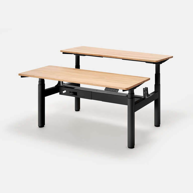 Bộ bàn nâng hạ Easy Twinx — Mặt bàn 1200 x 600 x 22 mm - Gỗ sồi tự nhiên, màu Natural Oak - Khung đen