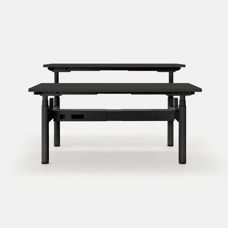 Bộ bàn nâng hạ Pure Twinx — Mặt bàn 1200 x 600 x 18 mm - Gỗ MFC phủ Lacquered Laminate, màu đen - Khung đen