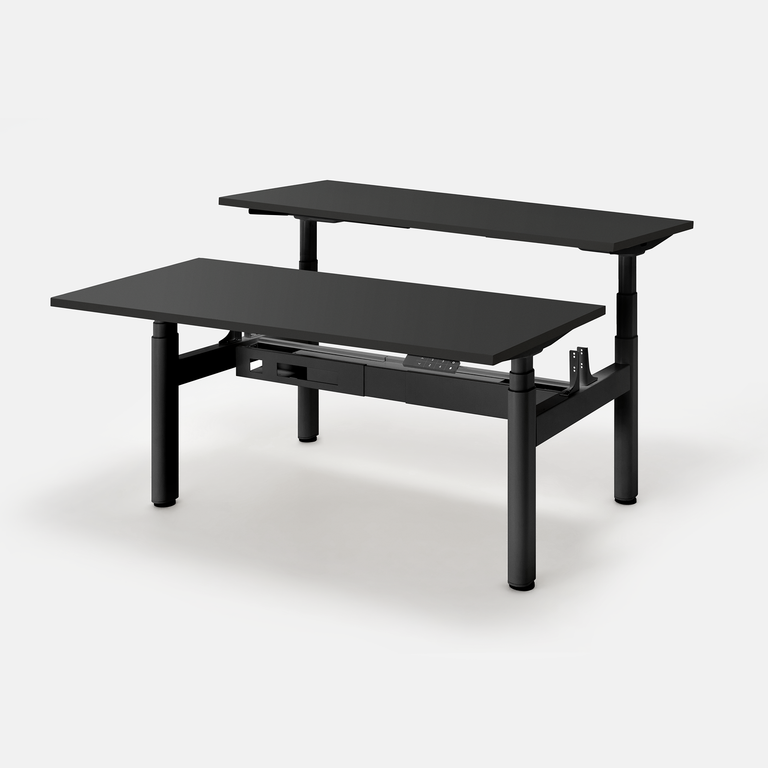 Bộ bàn nâng hạ Pure Twinx — Mặt bàn 1200 x 600 x 18 mm - Gỗ MFC phủ Lacquered Laminate, màu đen - Khung đen