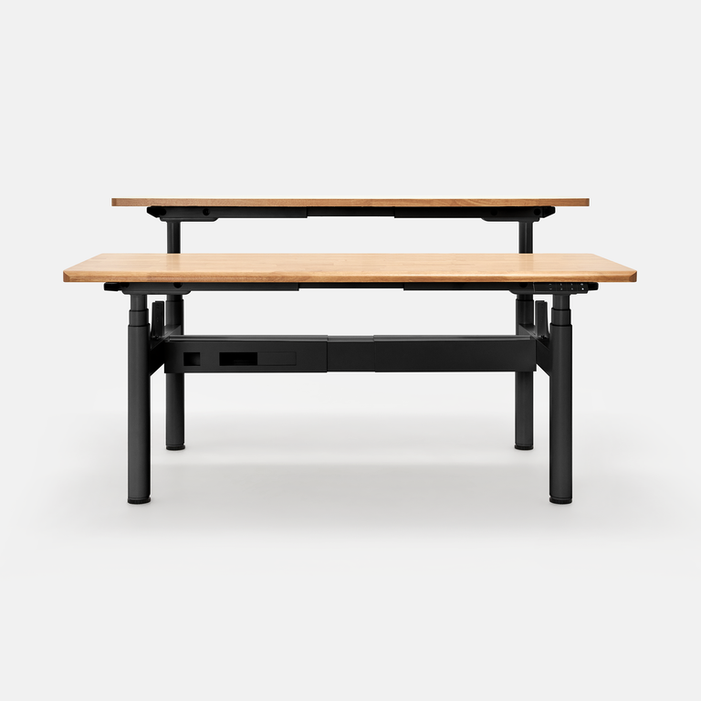 Bộ bàn nâng hạ Alexa Twinx — Mặt bàn 1500 x 620 x 25 mm - Gỗ Cao su tự nhiên, màu Rubber Natural - Khung đen