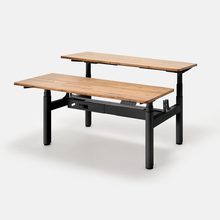 Bộ bàn nâng hạ Alexa Twinx — Mặt bàn 1500 x 620 x 25 mm - Gỗ Tràm tự nhiên, màu Acacia Natural - Khung đen