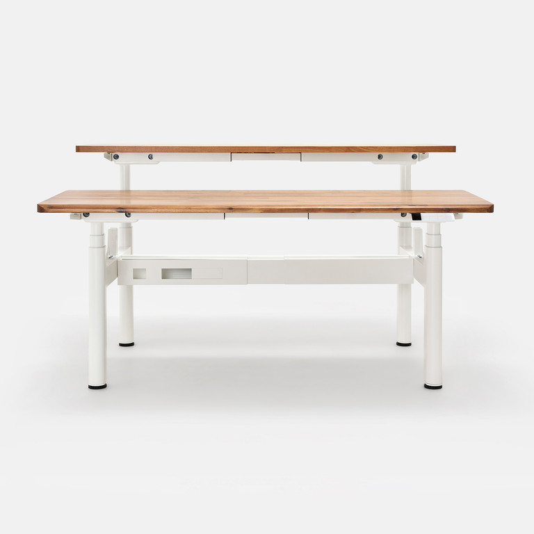 Bộ bàn nâng hạ Alexa Twinx — Mặt bàn 1500 x 620 x 25 mm - Gỗ Tràm tự nhiên, màu Acacia Natural - Khung trắng