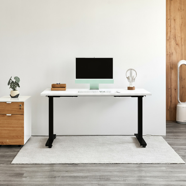 Bộ bàn cố định Pure Edge Base — Mặt bàn 1200 x 600 x 18 mm - Gỗ MFC phủ Lacquered Laminate, màu trắng - Khung đen