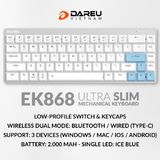 Hình ảnh thumbnail 1 của Bàn phím không dây DareU EK868 - Low Profile (White - Mới, Full box, Chính hãng)