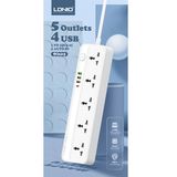 Hình ảnh thumbnail 2 của Ổ cắm điện đa năng LDNIO (Output: 5 Ổ Cắm - 3 USB A - 1 USB C - Frost White - Mới, Full box, Nhập khẩu) (SC5415)