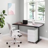 Hình ảnh thumbnail 2 của Bàn nâng hạ Cao Cấp FANSI - Oval - By NiceDesign (Cao Cấp) (Vân gỗ óc chó - 152.4x76.2x3.3cm - Khung đen - Mới, Full box, Chính hãng) (NiceDeskOvalPlus03)