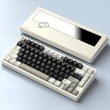 Hình ảnh thumbnail 1 của Bàn phím cơ Rainy75 Aluminum CNC (Sliver Mirror Glass Weight (Tạ Gương) - RGB - Cheese white - Mới, Full box, Nhập khẩu)