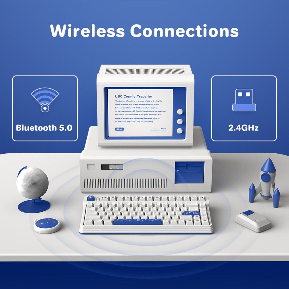 Hình ảnh 5 của Bàn phím cơ IQUNIX L80 Cosmic Traveller (Cherry MX Red Switch - Ionic White - Mới, Full box, Chính hãng)