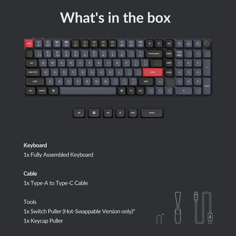Hình ảnh 4 của Bàn phím cơ Keychron K17 Pro QMK/VIA - Knob (Led RGB - Low Profile Gateron Red - Baltic Blue - Mới, Full box, Nhập khẩu)