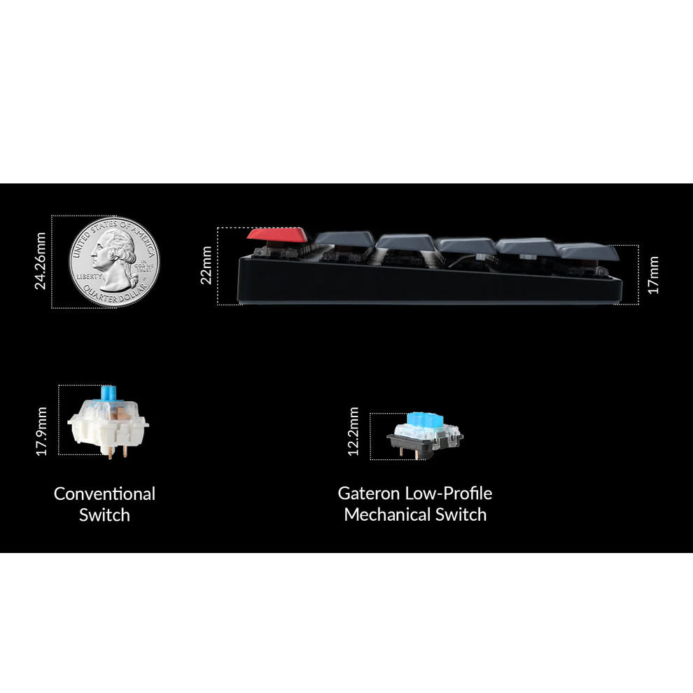 Hình ảnh 4 của Bàn phím cơ Keychron K1 Pro QMK/VIA (Led Đơn - Low Profile Gateron Red Switch - Black - Mới, Full box, Nhập khẩu)