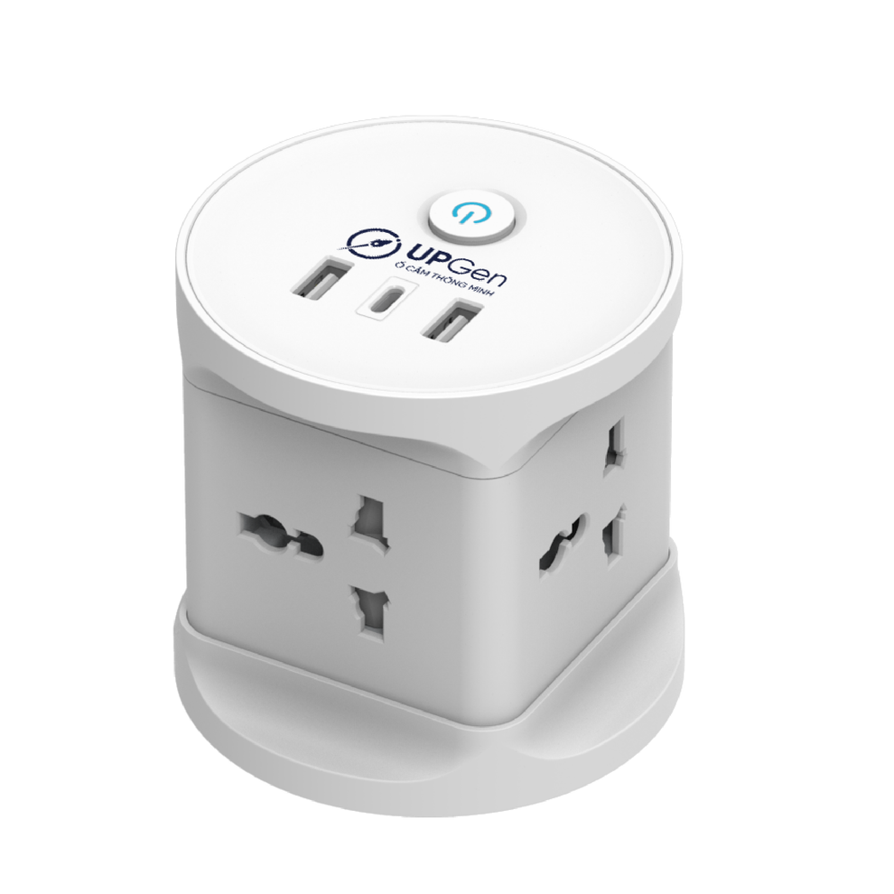 Hình ảnh 2 của Ổ Cắm Điện UPGen T1 Pro (Output: 4 Ổ Cắm - 2 USB A - 1 USB C - Shell White - Mới, Full box, Chính hãng)