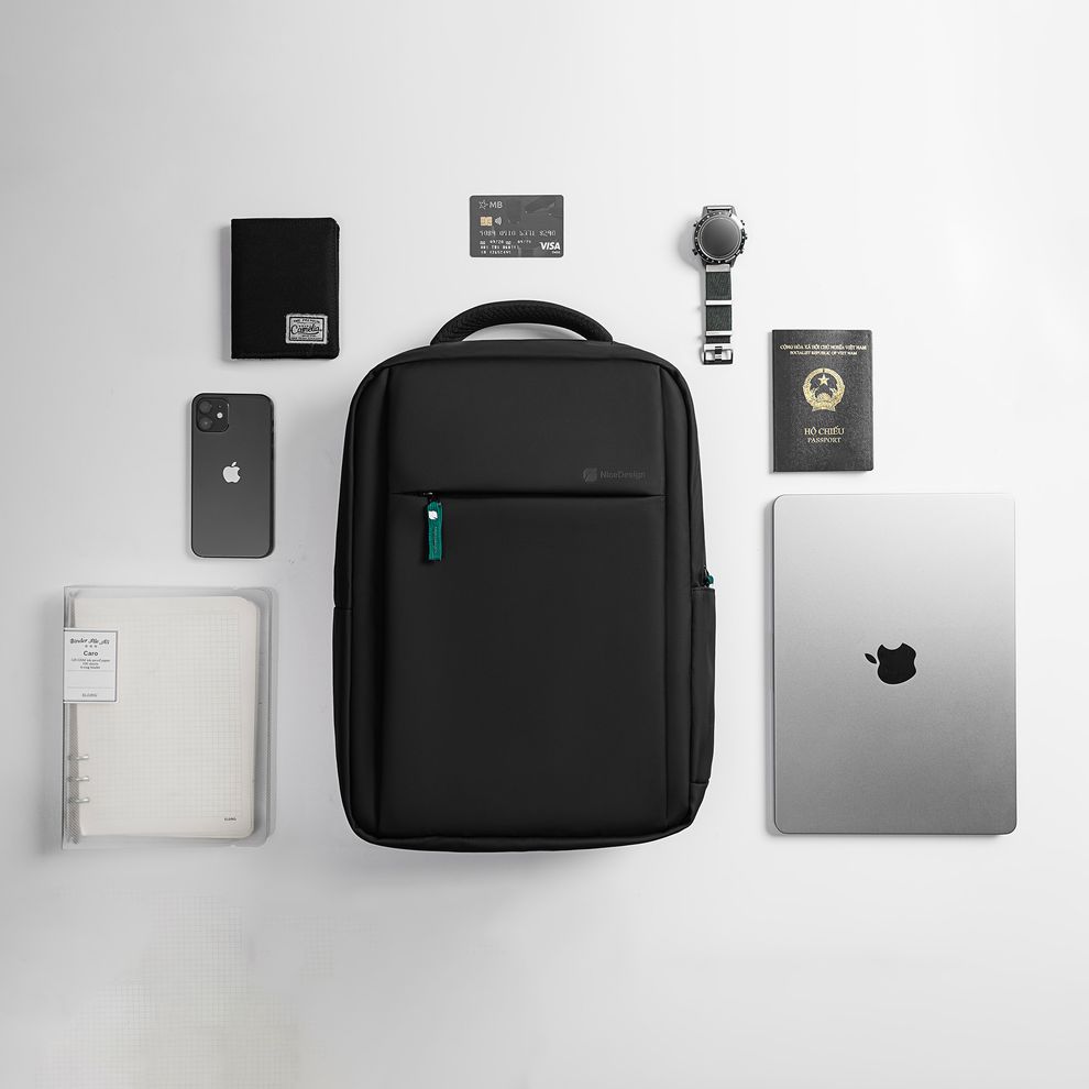 Hình ảnh 8 của Balo Cao Cấp Element - By NiceDesign (Zipper Dark Green - Black - Mới, Full box, Chính hãng) (NDBP23ELEM04)
