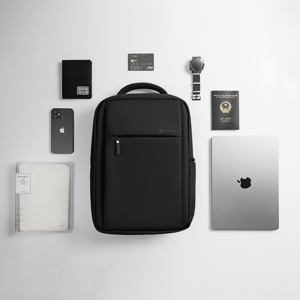 Hình ảnh 8 của Balo Cao Cấp Element - By NiceDesign (Zipper Black - Black - Mới, Full box, Chính hãng) (NDBP23ELEM01)