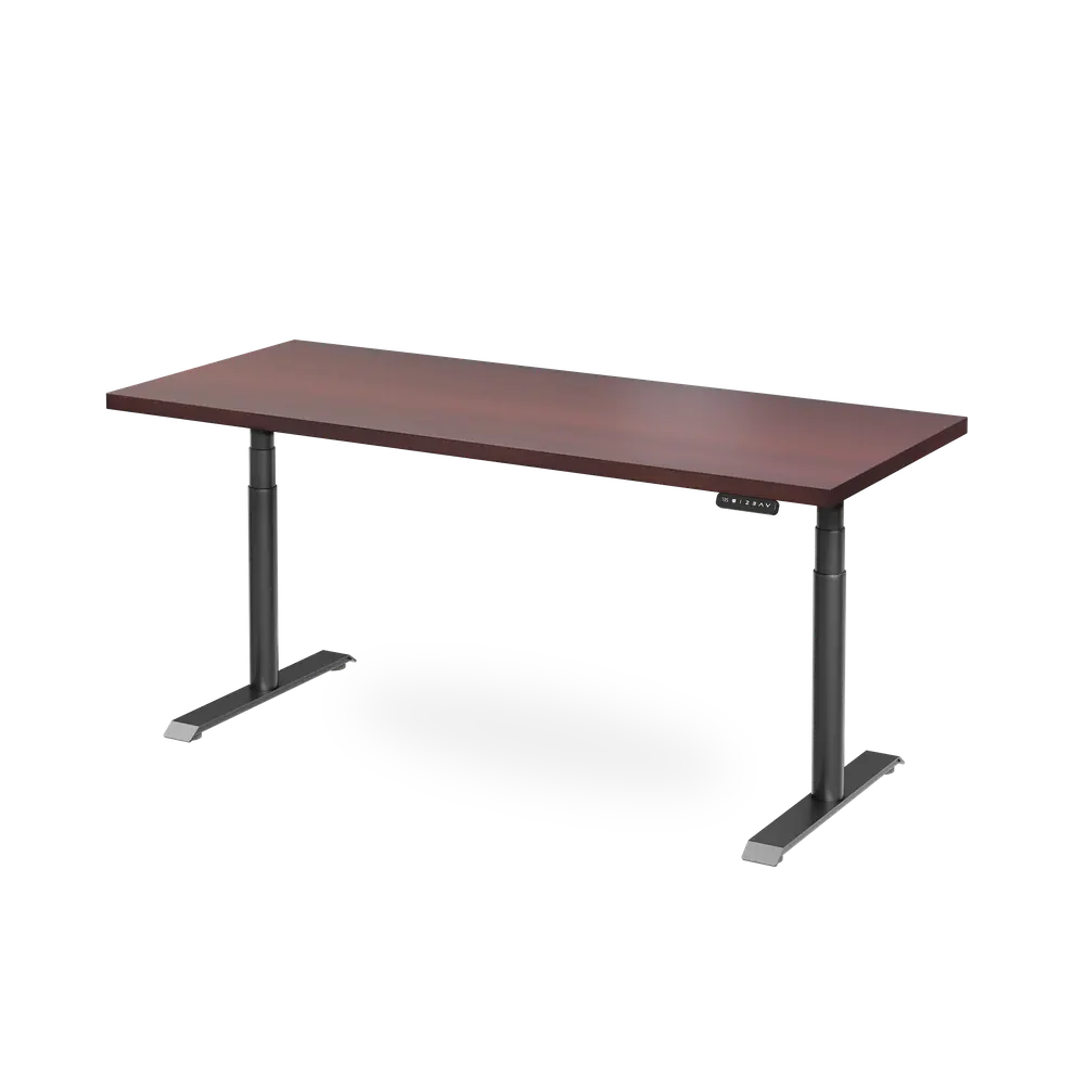 Hình ảnh 1 của Bàn nâng hạ Cao Cấp FANSI - Oval - By NiceDesign (Cao Cấp) (Vân gỗ óc chó - 152.4x76.2x3.3cm - Khung đen - Mới, Full box, Chính hãng) (NiceDeskOvalPlus03)