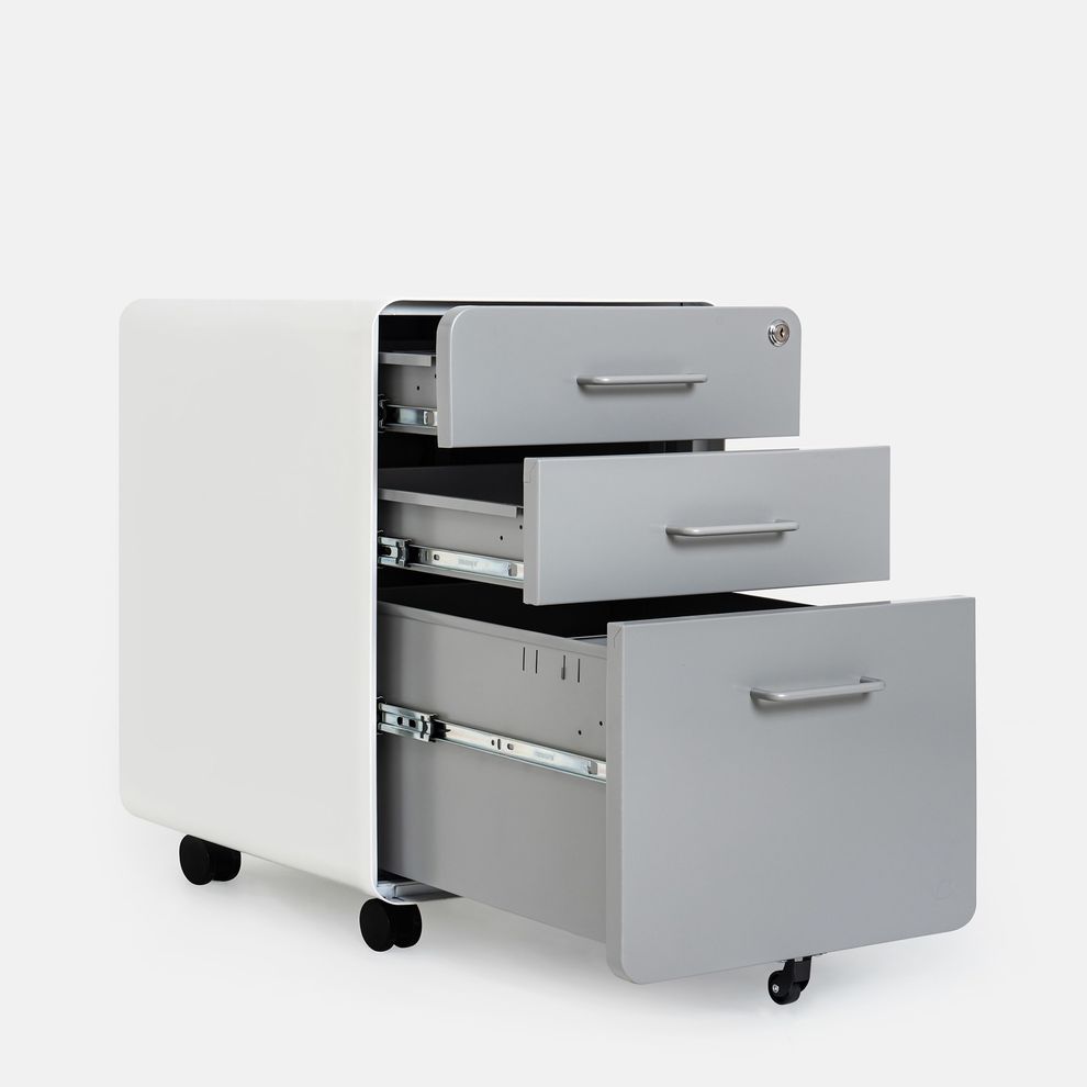 Hình ảnh 3 của Hộc tủ tài liệu 3 ngăn The Leaf Plus (3 Ngăn - Grey - White - Mới, Full box, Chính hãng) (NDFC23LEAF10)