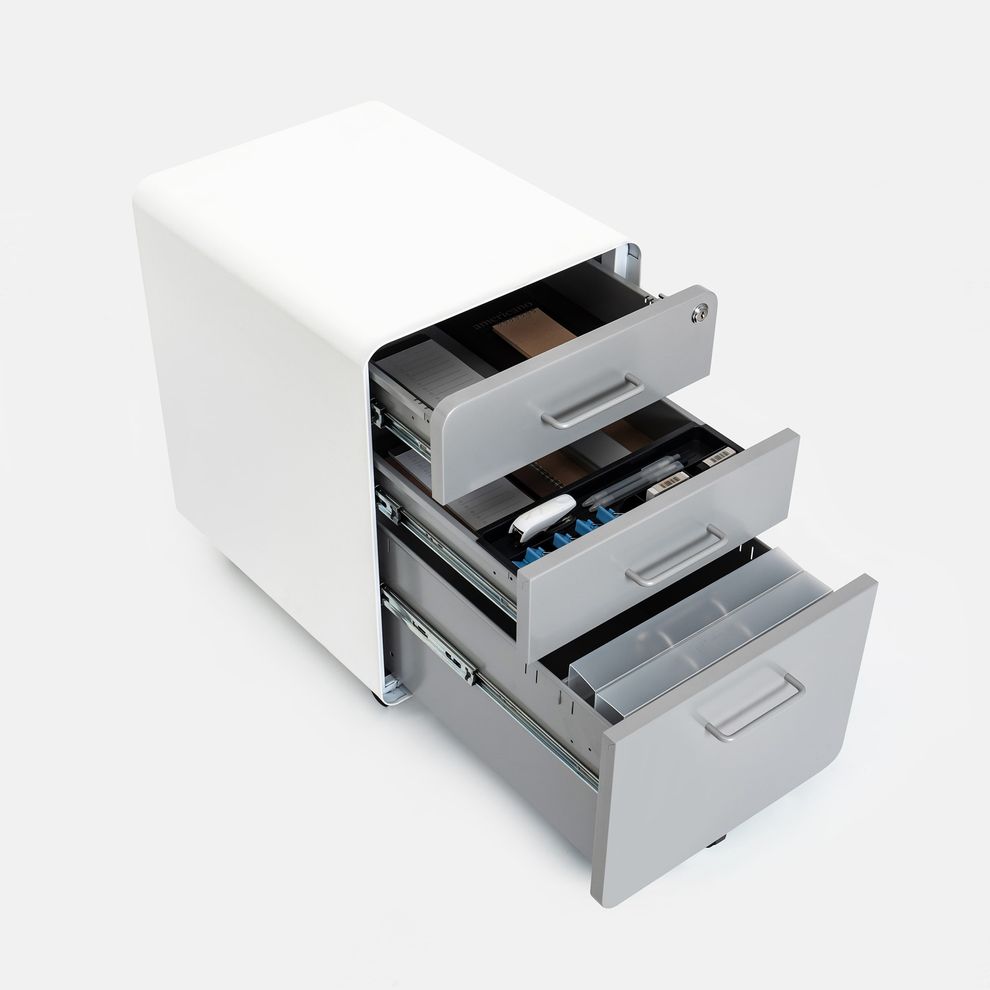 Hình ảnh 4 của Hộc tủ tài liệu 3 ngăn The Leaf Plus (3 Ngăn - Grey - White - Mới, Full box, Chính hãng) (NDFC23LEAF10)