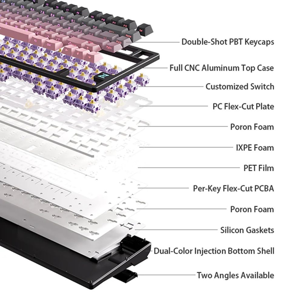 Hình ảnh 6 của Bàn Phím Cơ Mchose Z75S (Cream Shaft Switch - Gray - Mới, Full box, Nhập khẩu)