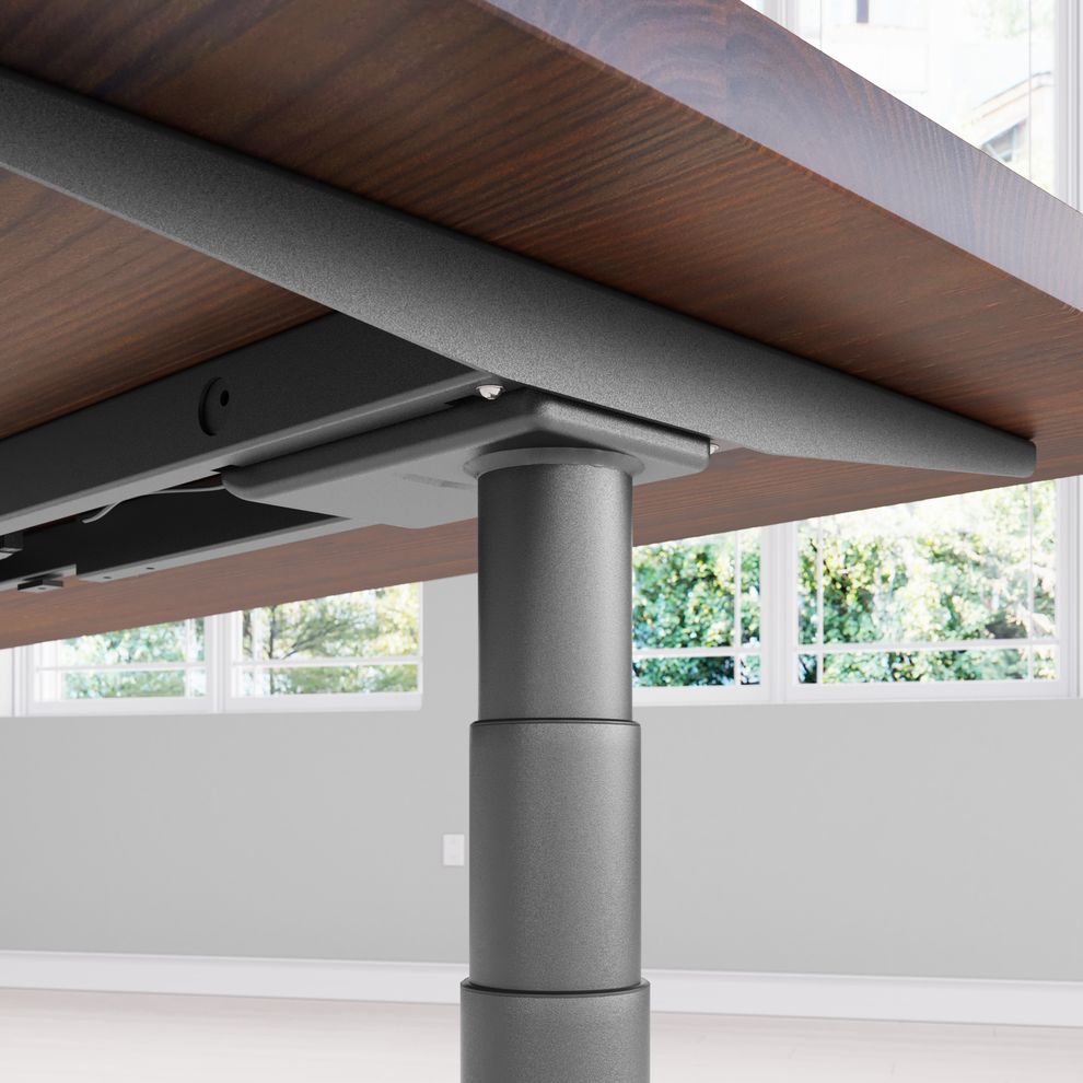 Hình ảnh 4 của Bàn nâng hạ Cao Cấp FANSI - Oval - By NiceDesign (Cao Cấp) (Vân gỗ óc chó - 152.4x76.2x3.3cm - Khung đen - Mới, Full box, Chính hãng) (NiceDeskOvalPlus03)