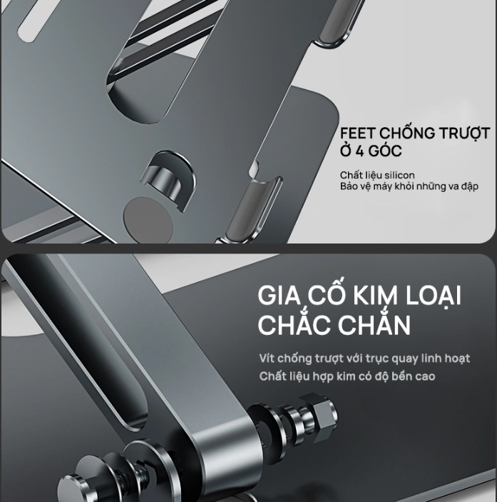 Hình ảnh 7 của Giá đỡ laptop HyperWork L1 (Xám - Mới, Full box, Chính hãng)