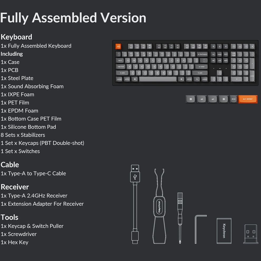 Hình ảnh 7 của Bàn phím cơ Keychron K10 MAX QMK (K10 Max - Keychron Super Banana - Gray - Mới, Sealed, Nhập khẩu) (K10M-H4)