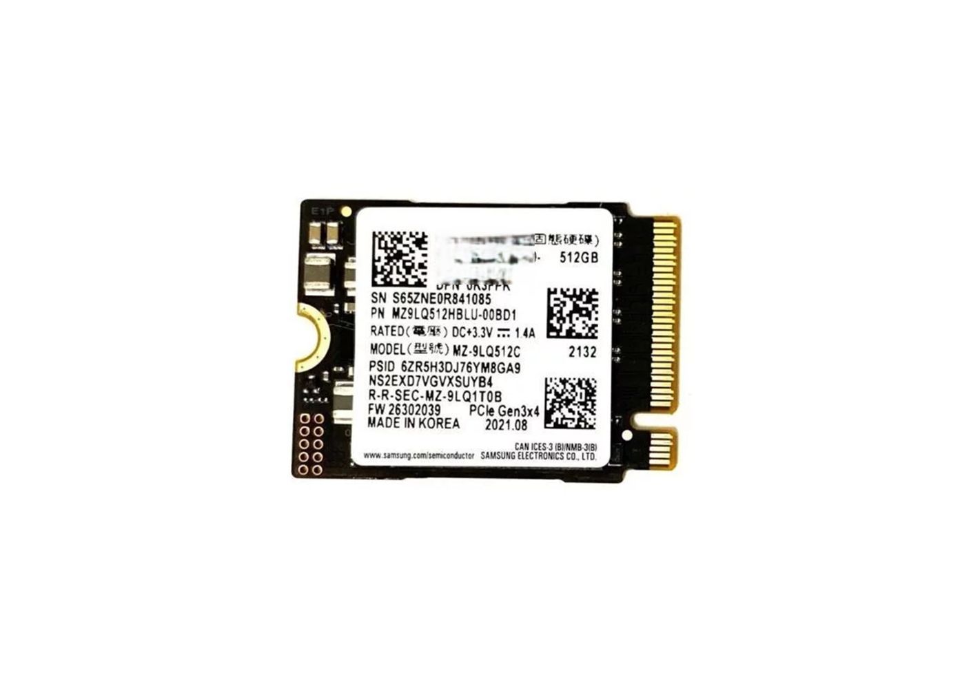 Hình ảnh 1 của SSD Samsung 512GB NVME M2 2230 (Samsung 512Gb M.2 NVMe 2242 - All Black - Used, Nhập khẩu)