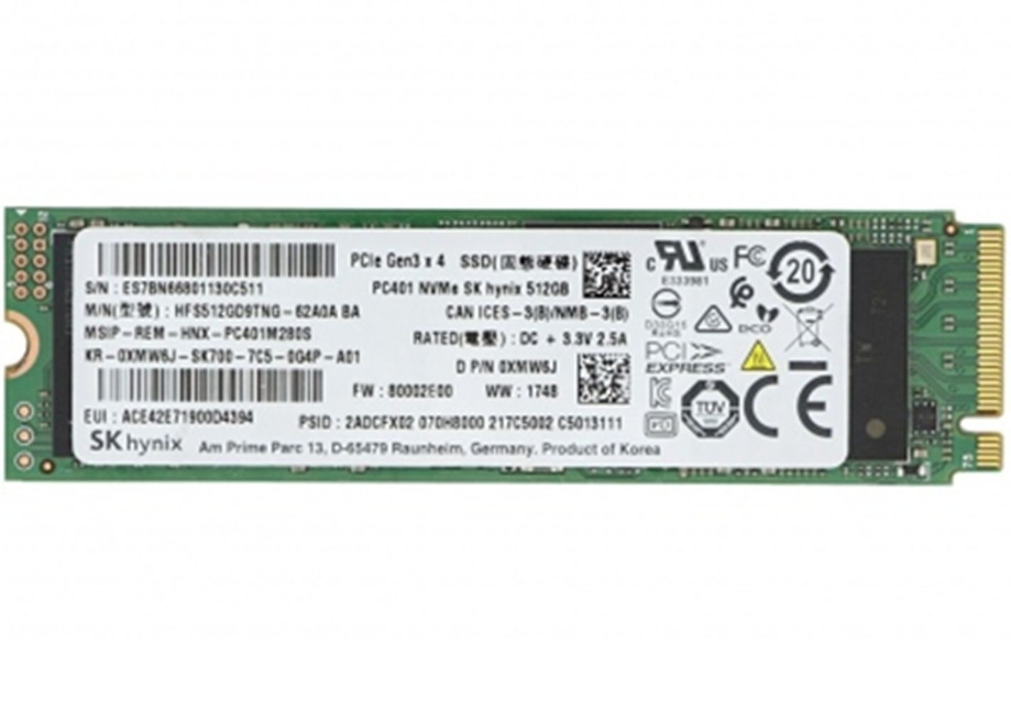 Hình ảnh 1 của SSD Skhynix 512GB NVME M2 2280 (Đen - Used, Nhập khẩu)