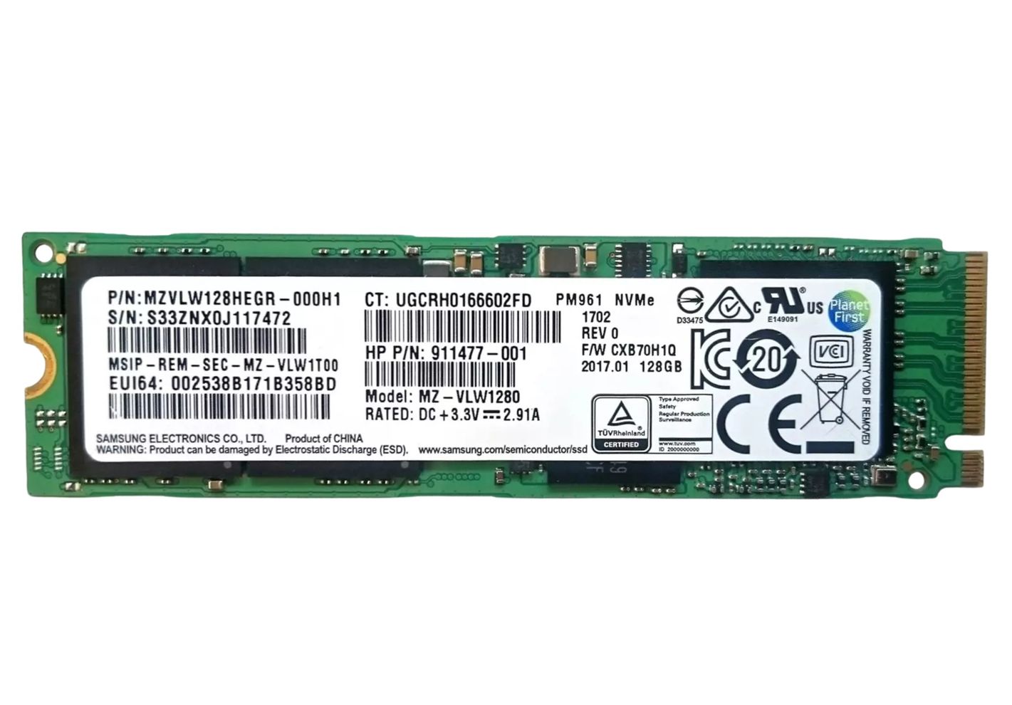 Hình ảnh 1 của SSD Samsung 128GB NVME M2 2280 (Green - Outlet, Nhập khẩu)