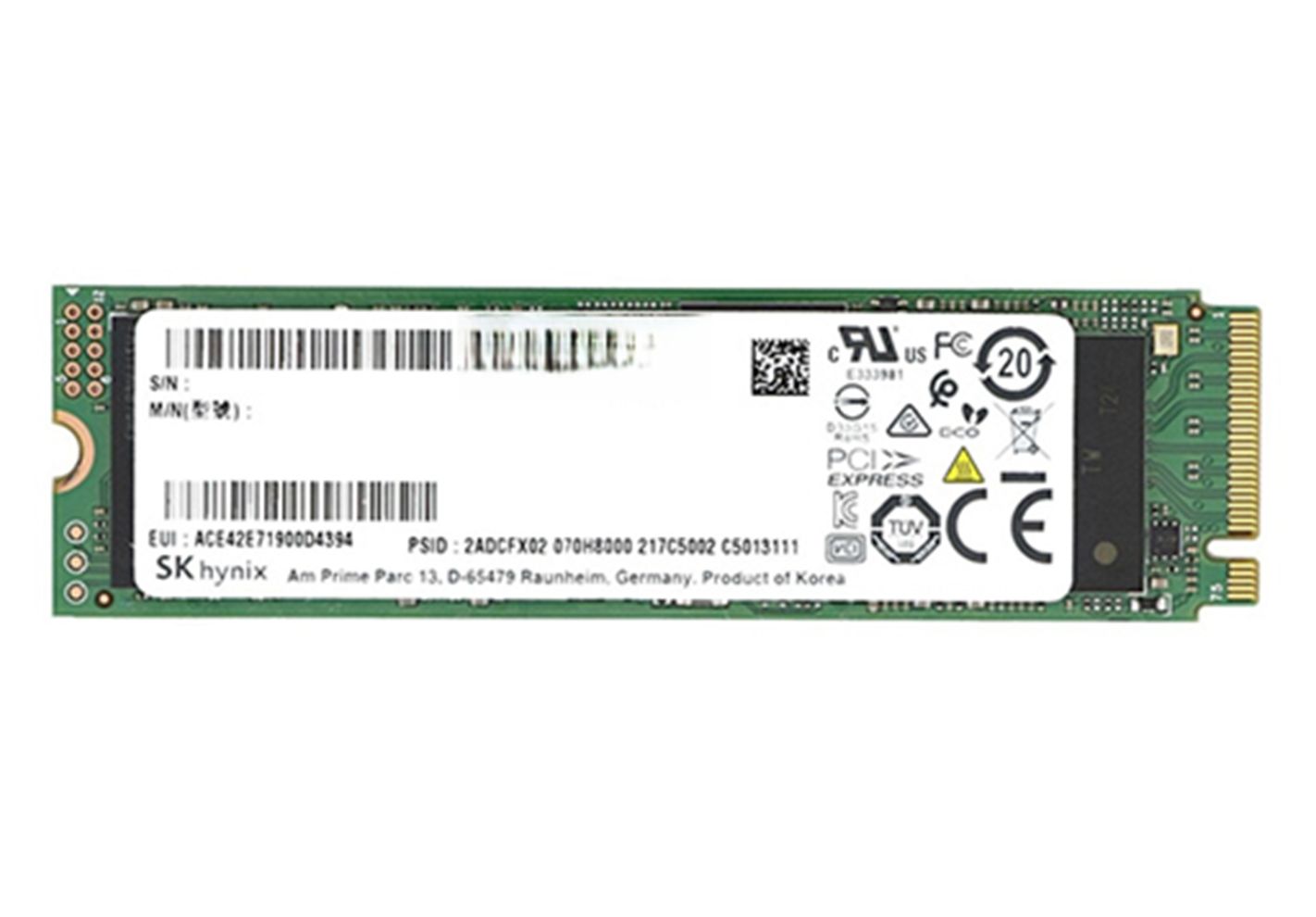 Hình ảnh 1 của SSD Skhynix 256GB NVME M2 2280 (Xanh - Used, Nhập khẩu)