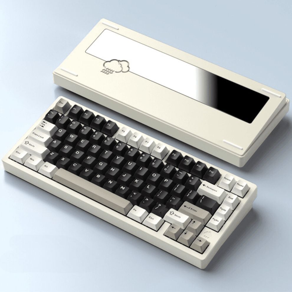 Hình ảnh 1 của Bàn phím cơ Rainy75 Aluminum CNC (Sliver Mirror Glass Weight (Tạ Gương) - RGB - Cheese white - Mới, Full box, Nhập khẩu)