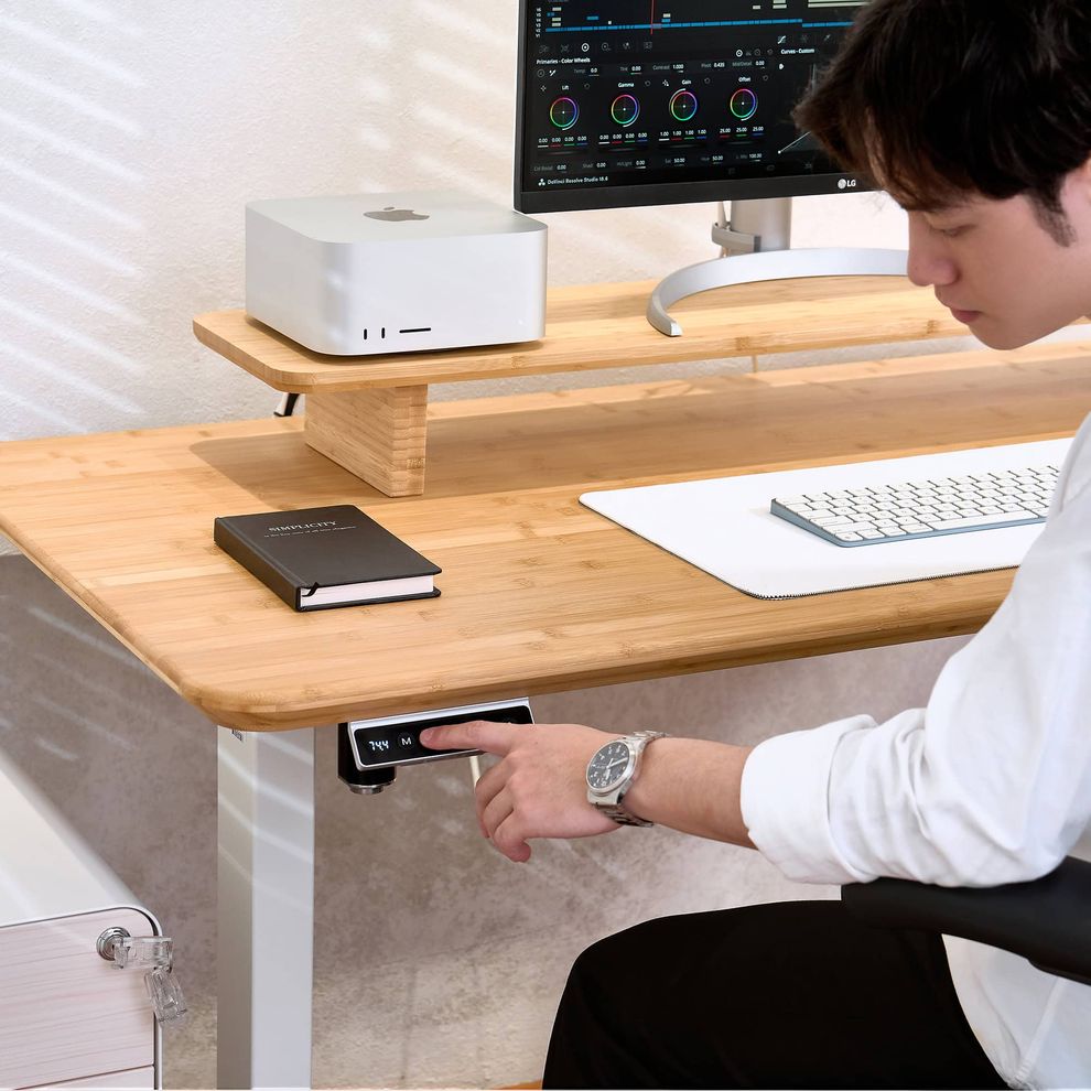 Hình ảnh 7 của Bàn nâng hạ Bamboo - By NiceDesign (Mặt bàn 120x60x3.2cm - Khung trắng - Mới, Full box, Chính hãng) (NDSD24EDBA02)