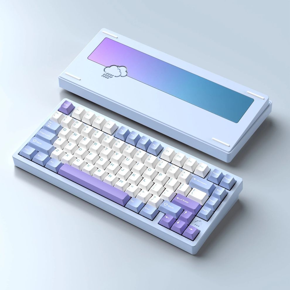 Hình ảnh 1 của Bàn phím cơ Rainy75 Aluminum CNC (Sliver Mirror Glass Weight (Tạ Gương) - RGB - Blue - Purple - Mới, Full box, Nhập khẩu)