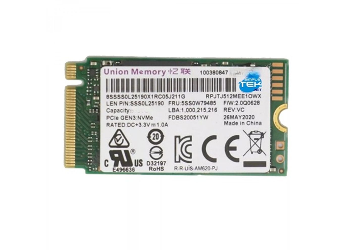Hình ảnh 1 của SSD Union 512GB NVME M2 2242 (Blue - Used, Nhập khẩu)