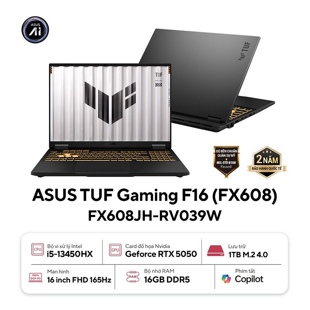 Hình ảnh 1 của ASUS TUF Gaming F16 FX608JH-RV039W - i5-13450H, RTX 5050, 16GB, 1TB, WUXGA