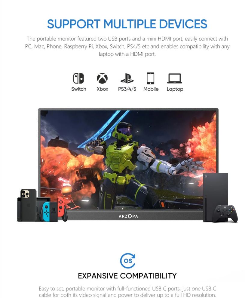 Hình ảnh 6 của Màn hình di động ARZOPA A1 15.6 inch (A1 - No touch - Black - Mới, Full box, Chính hãng)