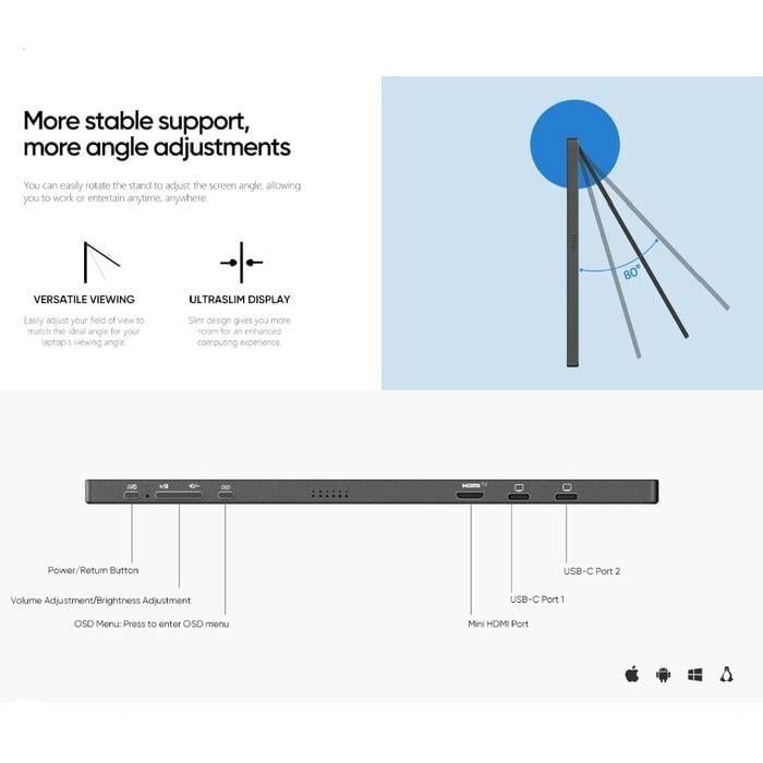 Hình ảnh 5 của Màn hình di động ARZOPA A3C Pro OLED 13.3 inch (A3C - Black - Mới, Full box, Chính hãng)