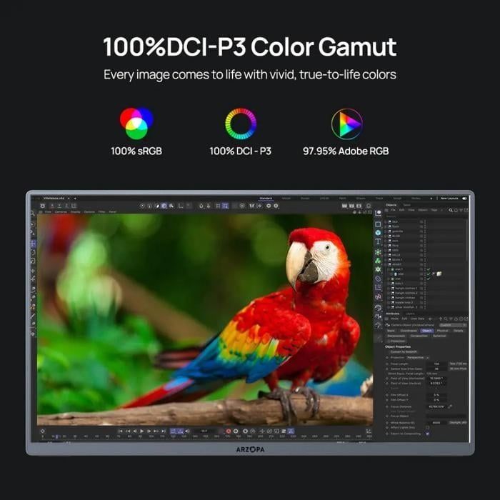Hình ảnh 2 của Màn hình di động ARZOPA A3C Pro OLED 13.3 inch (A3C - Black - Mới, Full box, Chính hãng)